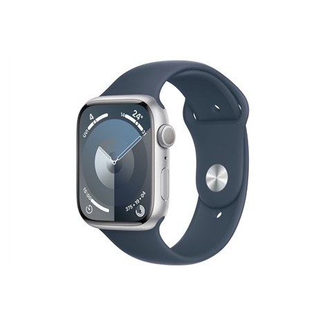 Apple Series 9 (GPS) Inteligentny zegarek Wykonany w 100% z aluminium pochodzącego z recyklingu Storm blue 45 mm Odbiornik Apple